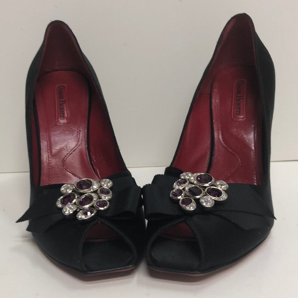 Cesare Paciotti Made in Italy Black Satin Heel